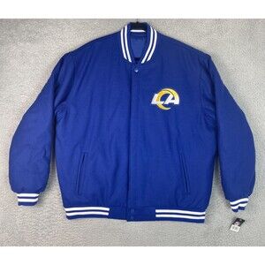 JH Design Reversible Varsity Wool Jacket Los Angeles Rams Mens XL Blue NFL NWT